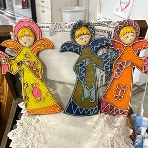 MIDCENTURY MASONITE ANGEL Vintage 1960's Hardboard Christmas Singing Angels